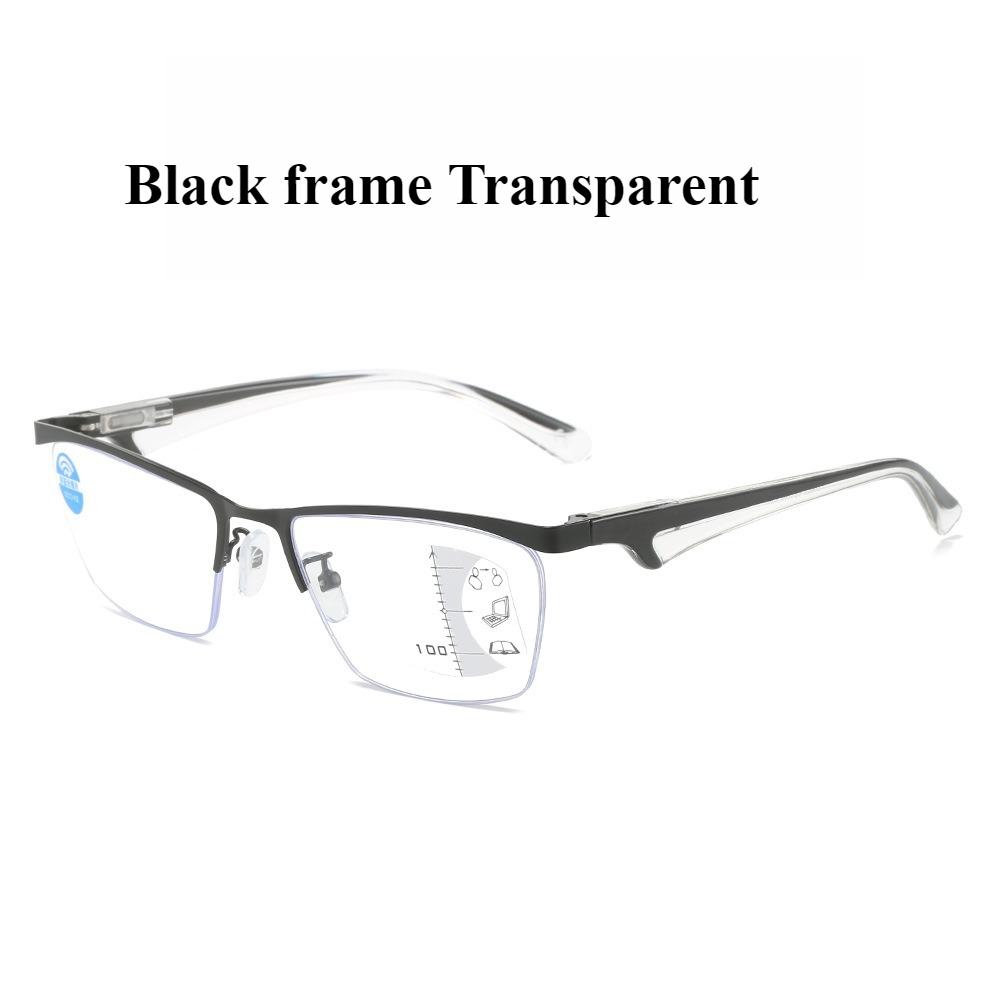 

Multifocal Reading Glasses Metal Optical Half Frame Presbyopia Glasses Neutral Business Glasses A Textured Eyeglass Frame +3.5