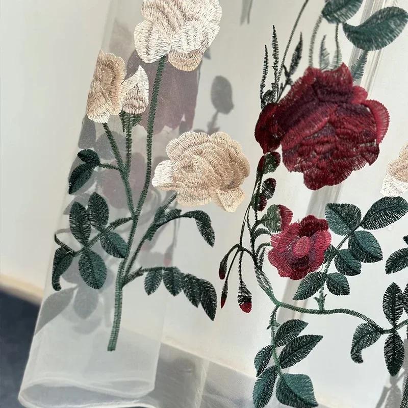 1x1.2m Rose Flowers Embroidery Tulle Mesh Fabric 3D Flower Embroidered Lace Fabric DIY Wedding Dress (it\'s Fabric NOT Dress!!)