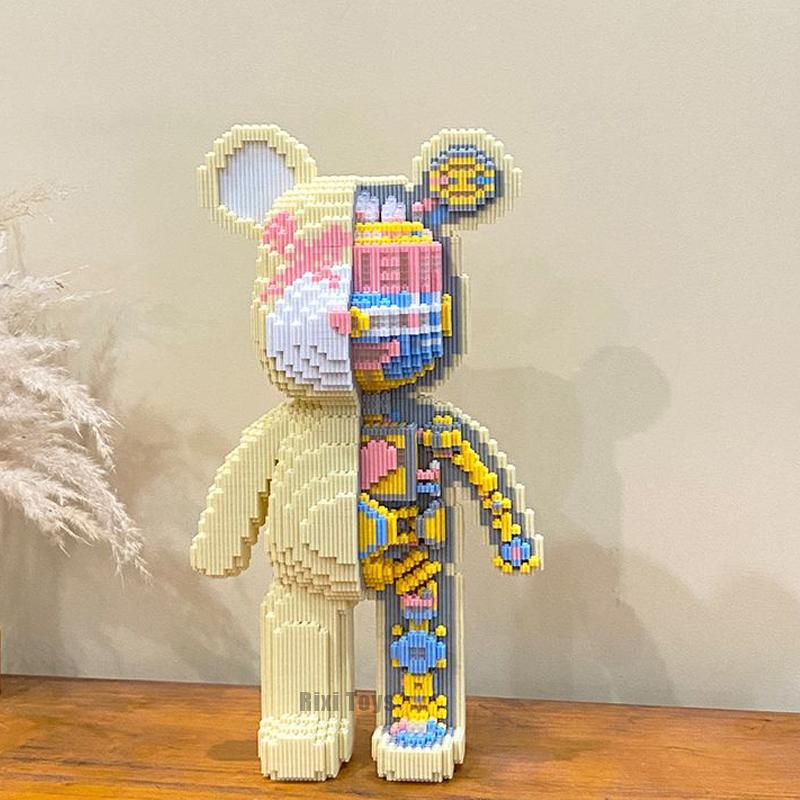 Kreative Halbanatomie Bär Nano Bausteine Cartoon Farbe Mit Schublade Modell Mini Diamant Ziegel Spielzeug Für Kinder