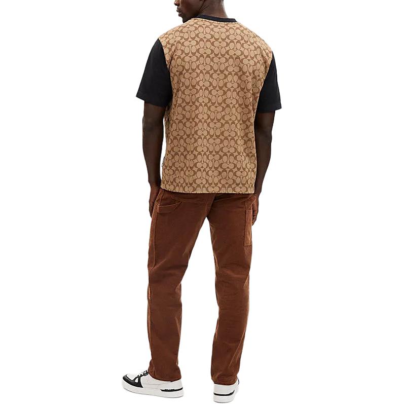 COACH T-Shirts Men's Khaki Crew Neck Moderate CO789-OFZ
