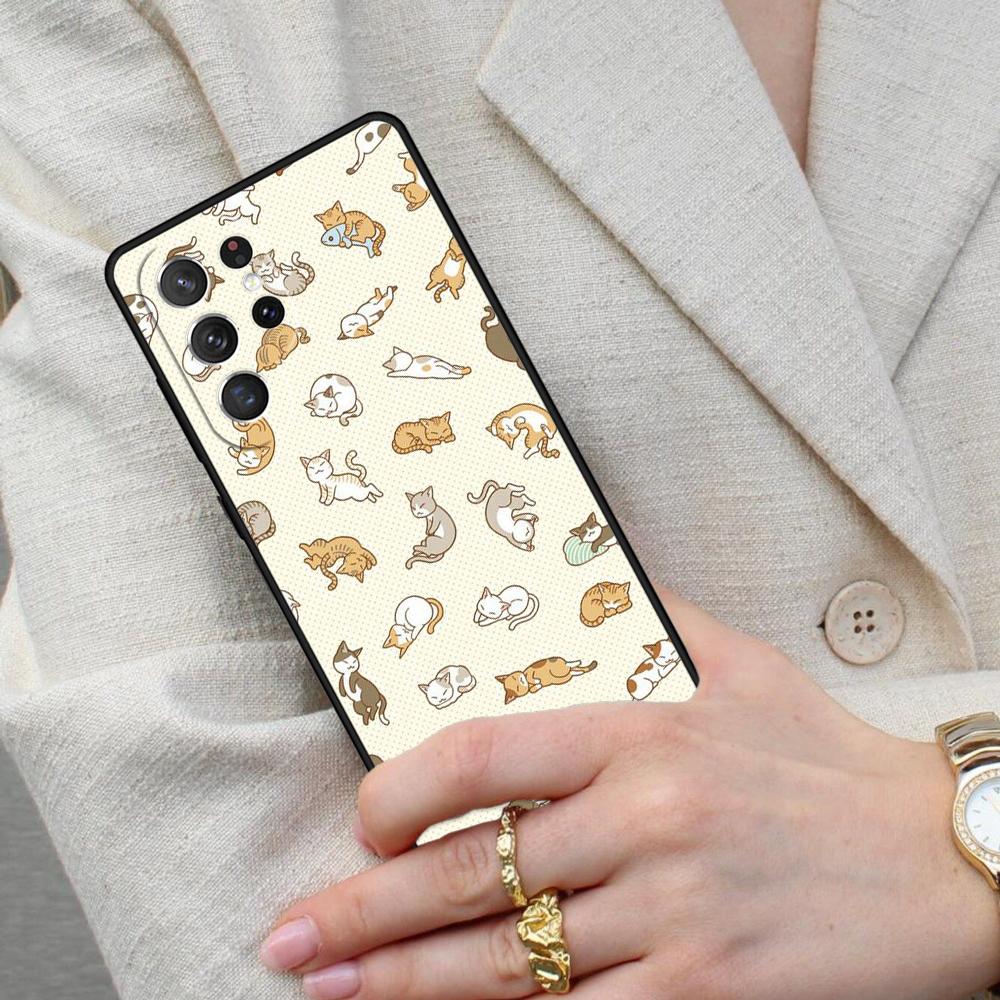 Kiss lovely Cats Cell Phone Case for Samsung Galaxy S26 Ultra S25 S24 S23 S22 S21 S20 Note10 Cover