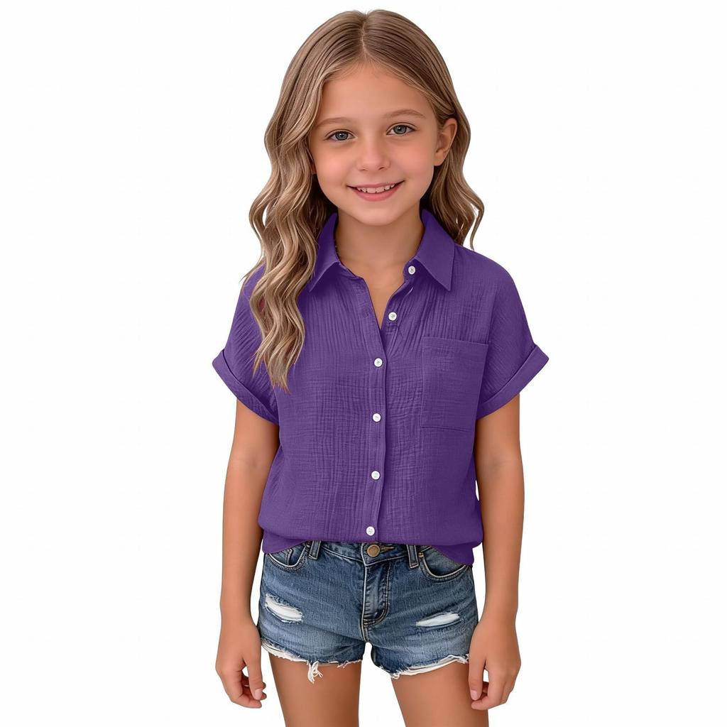 Damen Leinen V-Ausschnitt Kurzarm Hemd Sommer Leichtes Strand Top