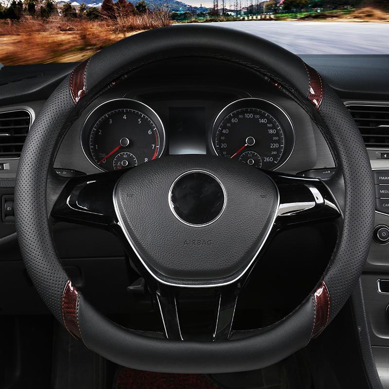 

Ультратонкий дышащий кожаный чехол на руль автомобиля, универсальный для всех сезонов, контрастный цветовой дизайн, защитный чехол для внутренней ручки. 38 cm