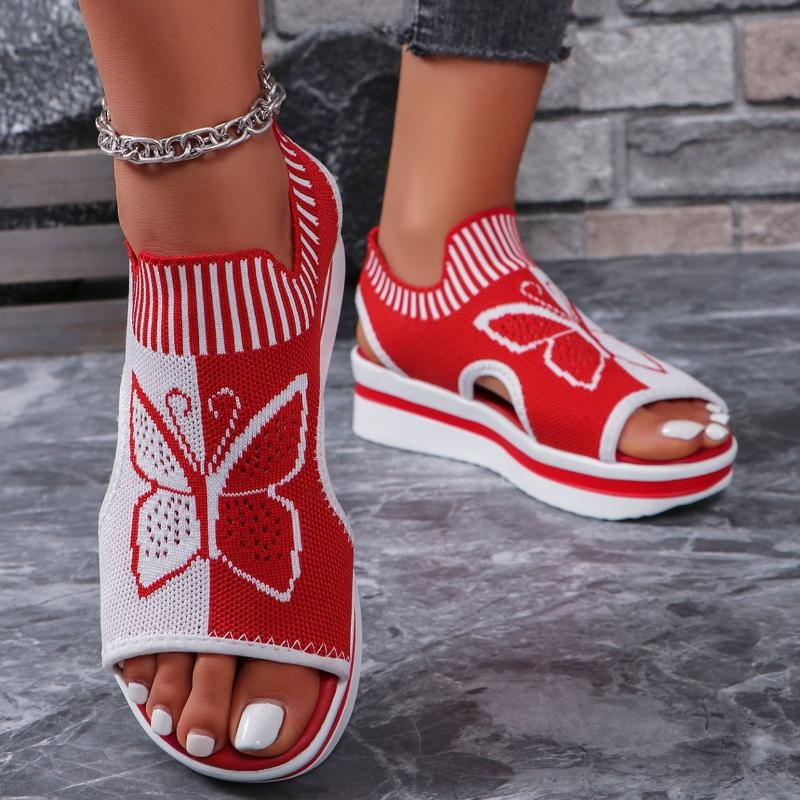 

Лето 2025 Новые женские сандалии Полые платформы Женские туфли на танкетке Сетчатые кроссовки Сандалии Удобная Прочная Женская обувь Мода 43