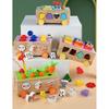 Colorful Educational Wooden Farm Fishing Shape Matching Car Toys For Kids
