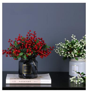 Flower Arrangement Decoration  Simulation Flowers Red Berry Bouquet Photography Props For Offices Home