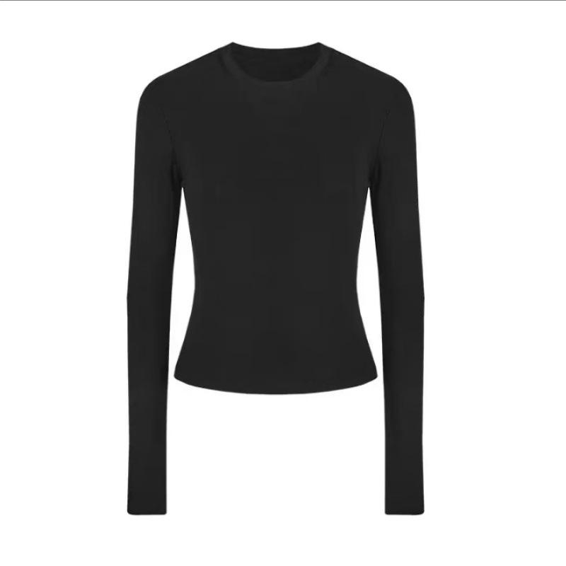 Women's Gray Slim-Fit Long-Sleeve T-Shirt: Korean Style, Autumn/Winter Base Layer
