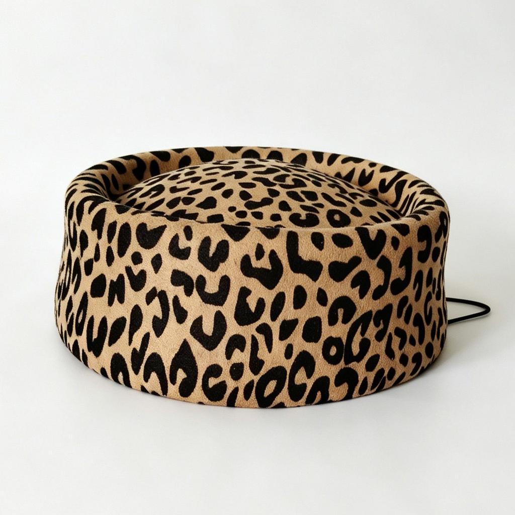 Women's Hat Fall and Winternew Arrivalwoolen Leopard Print Hat Women's Stewardess Beret Retro Hat