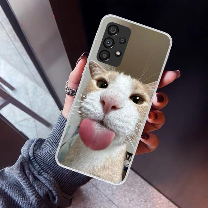 Pet Cat Funny Memes Phone Case For Samsung Galaxy A52 A51 A50S A32 A22 A12 A02S A72 A71 A31 A70 A30S Note 20 Ultra 10 Plus S10 G