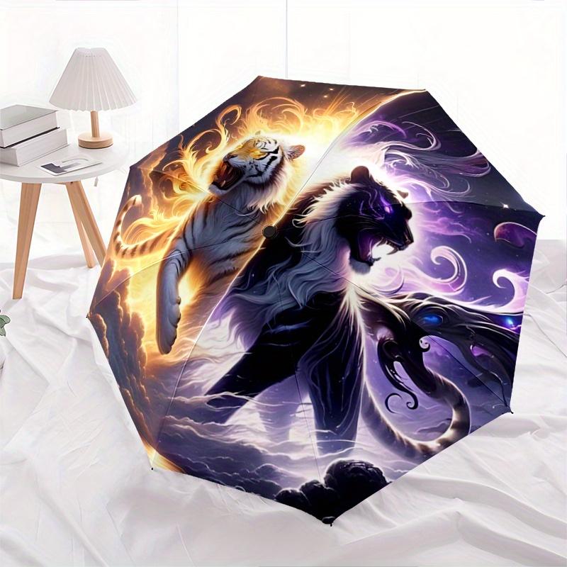 

1pc Two Tigers Automatic Opening and Closing Umbrella - Suitable for Various Occasions, Outdoor Activities, Lightweight and Durable Automatic Folding