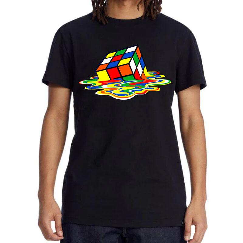 Summer 100% Cotton Magic Square Printing O-neck T-shirts Casual Cool Hip Hop Short Sleeved Men's T-shirts