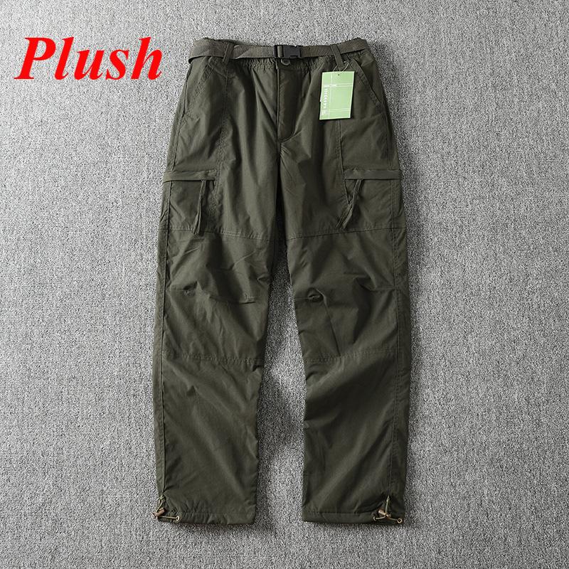 

Новые брюки-карго мужские плюшевые теплые прямые свободные брюки однотонные серые универсальные рабочие брюки черные джоггеры хлопковые повседневные брюки 4XL армия зеленый