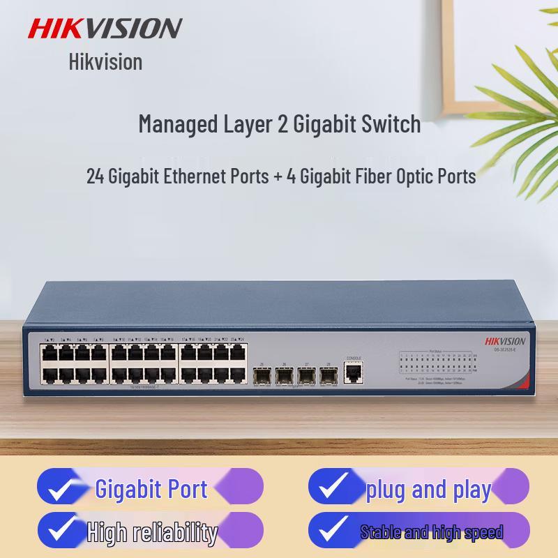 Hikvision DS-3E2528-E Layer 2 Managed Gigabit Switch CN plug (adapter included)