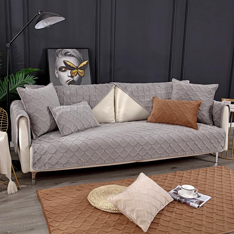 Four Seasons Universal Short Plush Sofa Cushion Thickened Non-Slip Cover Cloth Cushion All-Inclusive Sofa Universal Cover Anti-Scratching