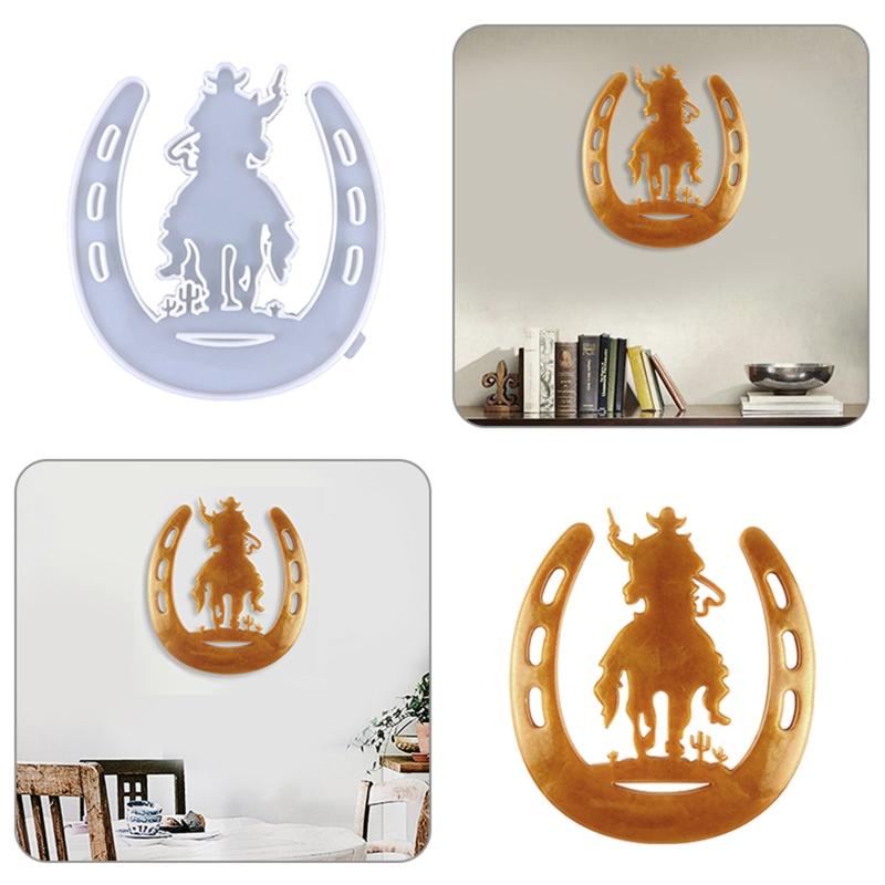 Nástěnné pryskyřičné formy Podkova Silikonové formy Epoxidová pryskyřice Kovbojský jezdec Forma pro DIY řemeslo Vánoční domácí dekorace