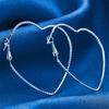 Exquisite 925 Sterling Silver 45mm Sparkling Heart-Shaped Earrings for Women, Stylish Wedding Jewelry Accessories Gifts