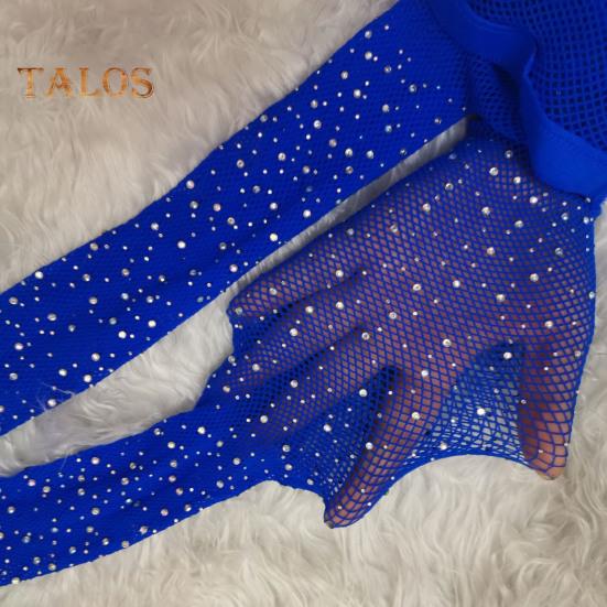 Women Sexy Pantyhose Shiny Rhinestone High Elasticity Anti-slip Ultrathin See-through Hollow Out Fishnet Soft Skinny Party Club Pantyhose