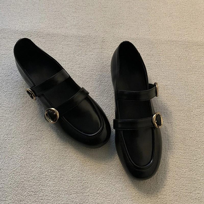 

Ретро туфли Мэри Джейн женские туфли на низком каблуке с темпераментом туфли-лодочки с открытым верхом 40 чёрный