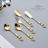 304 Stainless Steel Retro Embossed Coffee Stirrer and Dessert Spoon/Fork Set