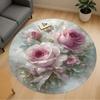 1pc Rose Bouquet Round Chair Mat Area Rug - Non-Slip, Floor Mat for Office, Bedroom, Home Decor Christmas Gift-1002332