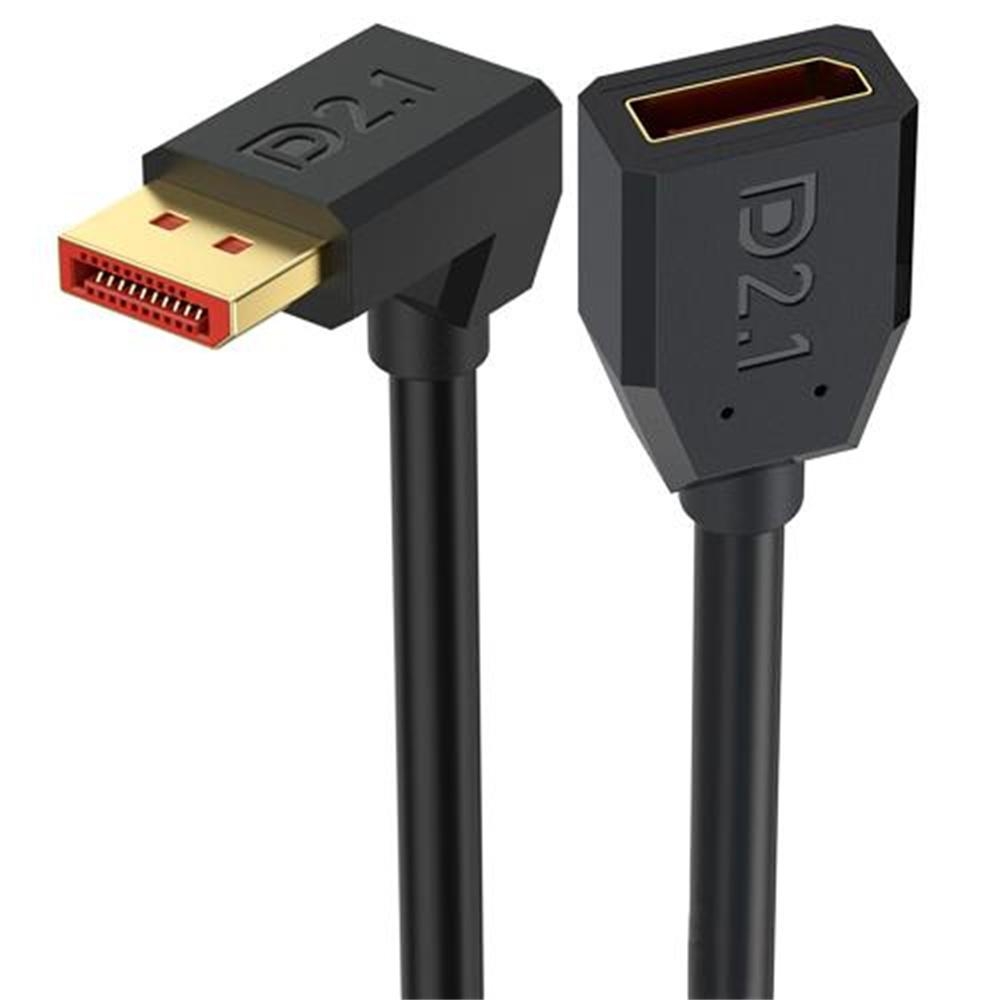 15cm Down Angled DP2.1 Male to Female Adapter Cord 54Gbps 16K 30Hz DisplayPort Extension Cable