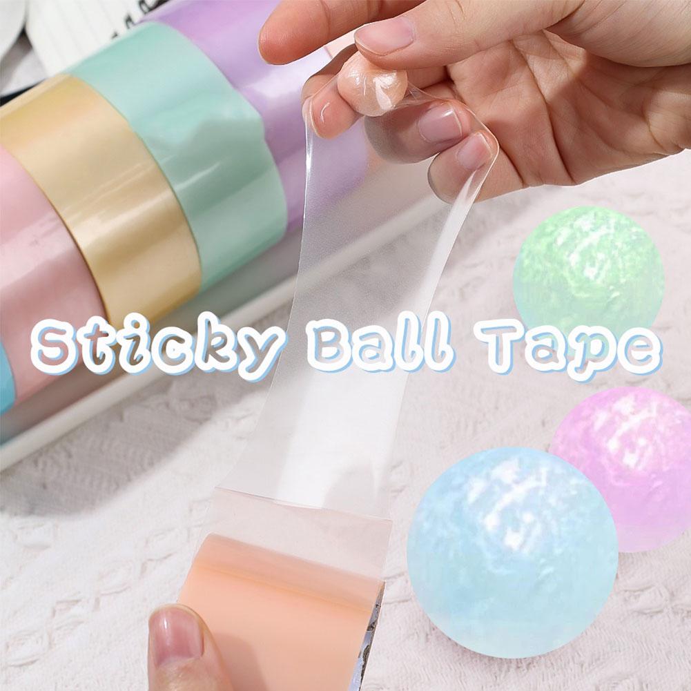 1pc Roll Adhesive Tapes Sticky Ball Tape Colorful Stress Relaxing Sticky DIY Ball Tape Toy For Relaxing Toy Rolling Craft Gift