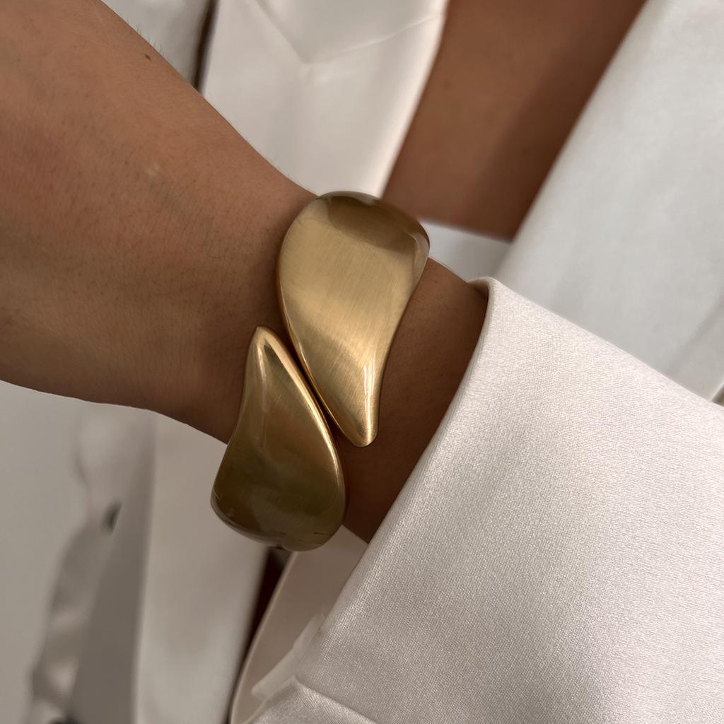 Ingemark Klassisch Vintage Matt Unregelmäßig Schwermetall Klobig Breit Manschette Armreifen Damen Punk Goldfarbe Frühling Armbänder Herren Schmuck