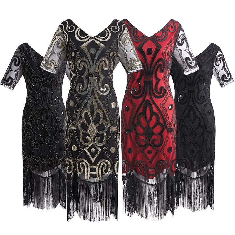 Boutique Explosive Vintage Tassel Evening Dress Sequins Handmade Beaded Party Banquet Dress