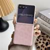 Samsung ZFLIP7 Leopard Print Case with Silver Edge & Hand Strap - Fits ZFLIP6/5