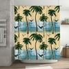 Beach Palm Tree Shower Curtain Watercolor Seagulls Bath Decor Modern Tropical Design Waterproof Fabric for Home Decoration