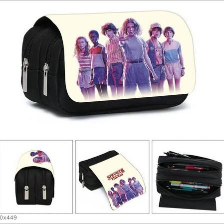 Stranger Things 5 Pencil Case, Large Capacity Multi-Layer Storage, Wear-Resistant Oxford Cloth Student Stationery Bag