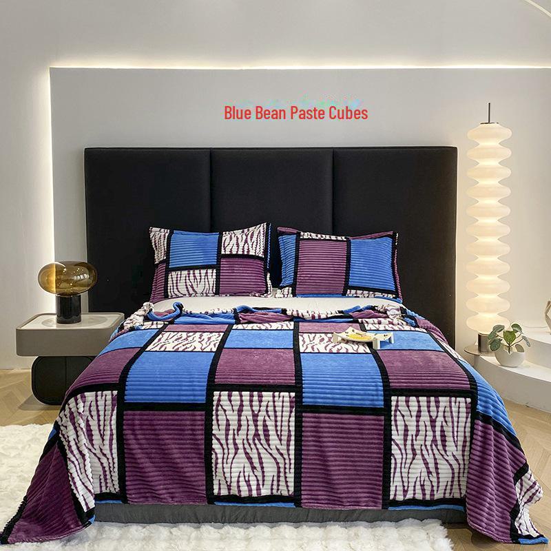 2024 Geometric Square Milk Velvet Blanket - Lightweight, Soft, Printed Design (Pillowcase Not Included)
