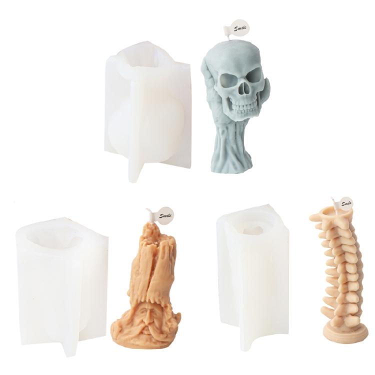 Halloween Skull Candle Silicone Mold Table Ornament Mould DIY Plasters Mold