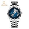Men Business Automatic Mechanical Wrist Watch Hollow Skeleton Dial Steel Band Watch Luminous Hands Waterproof