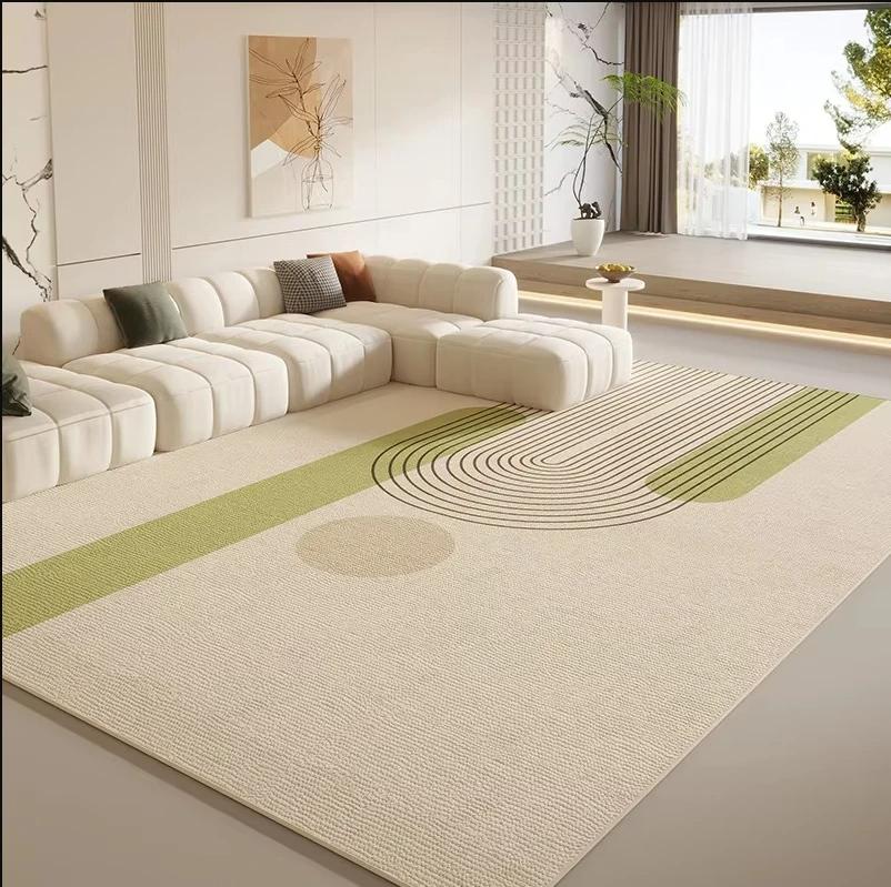 Cream Style Line Living Room Floor Mat, Large-Sized Sofa, Coffee Table Blanket, Bedroom Carpet, Home Decoration
