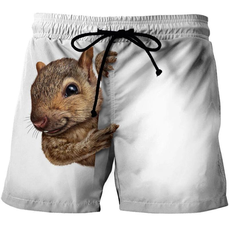 Funny Animal Squirrel Graphic Short Pants Summer Fashion Cute Pet 3D Printed Beach Shorts For Men Casual Trunks Gym Trousers