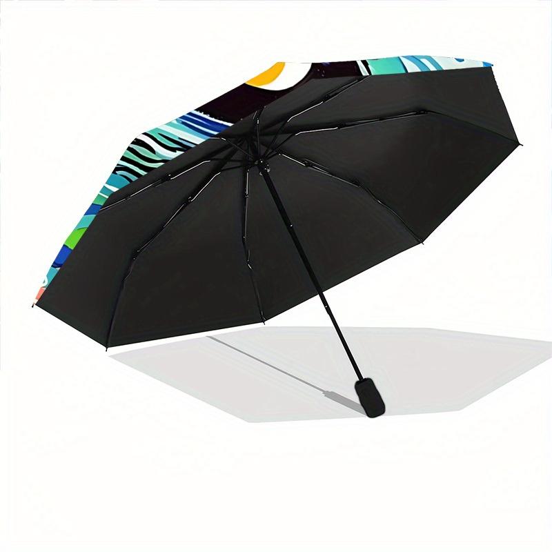 1pc Cat Waves Automatic Open 8-Rib Windproof Umbrella, Travel & Commuting, Suitable for All Seasons, Lightweight Portable 078