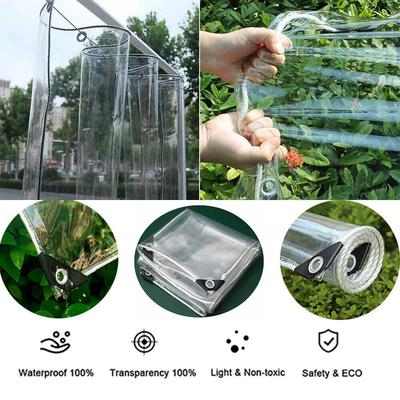Clear PVC Vinyl Tarp Waterproof Tarpaulin Cover 14Mil Transparent Polytarp