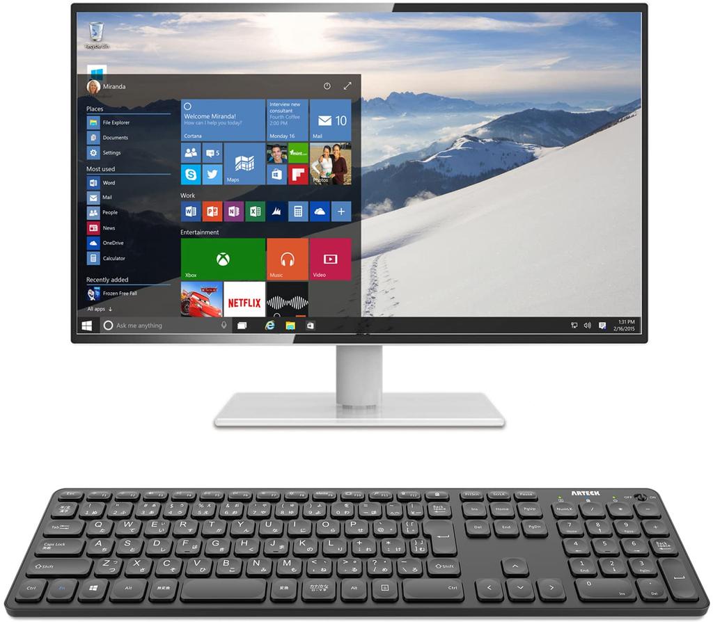 Arteck 2.4G Wireless Keyboard, Lightweight, Full-Size with Numeric Keypad, Media Functions, and Hotkeys, Compatible with Computers, Desktops, PCs,