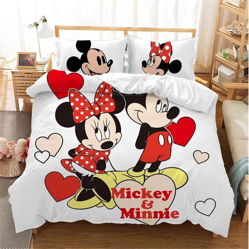 

Christmas Mickey Minnie Mouse Bedding Set Cartoon For Children Boys Girl Adult Duvet Cover Christmas Birthday Gift AU Queen(210*210cm)3pcs