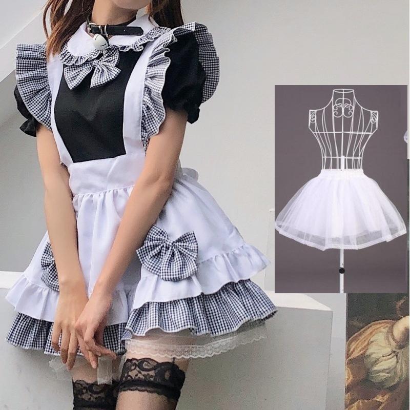 Japanese export maid outfit cosplay maid, restaurant live streaming host anime performance costume plaid maid