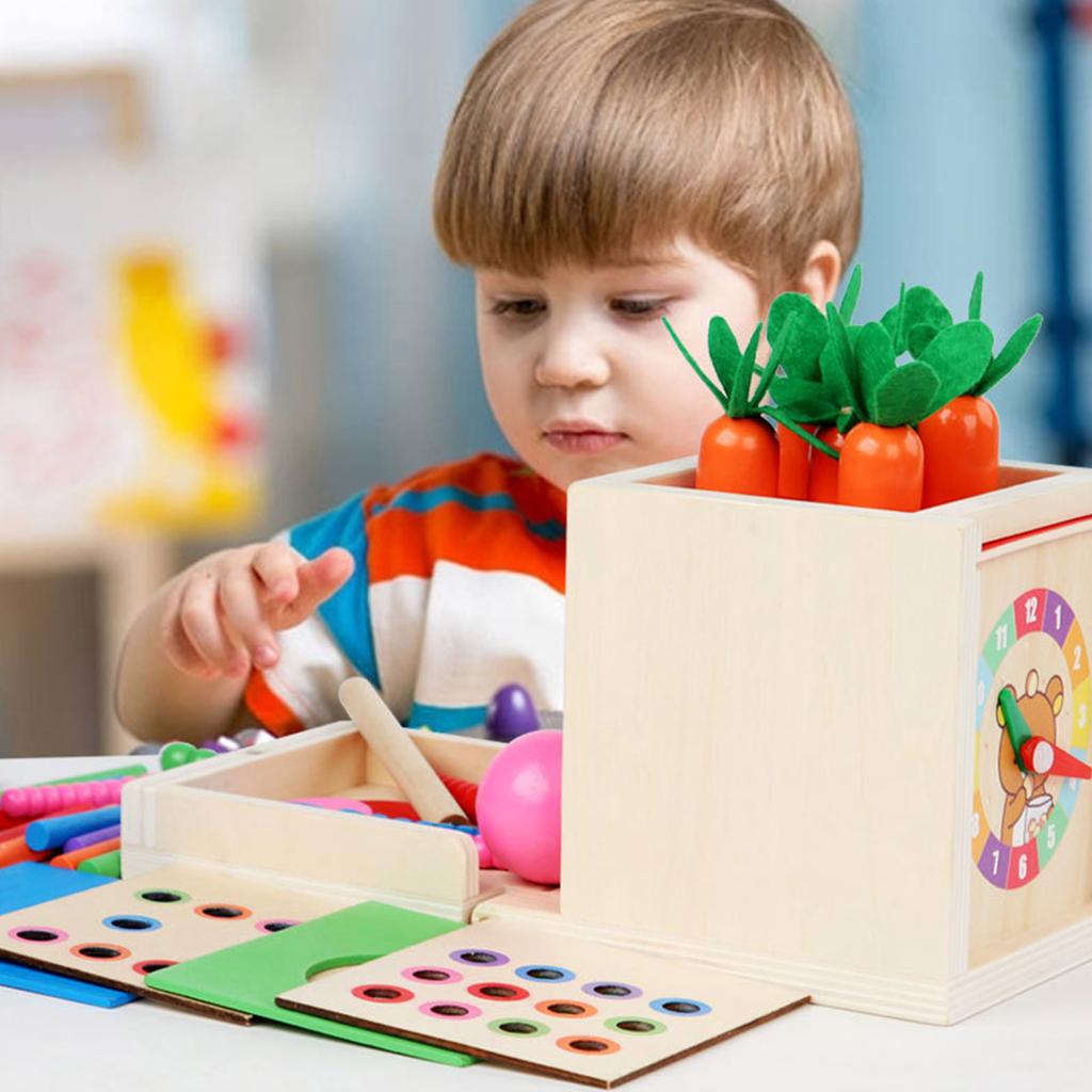 Six In One Coin Box Multi Functional Stick Pulling Carrot Preschool Building  Color Matching Intelligence Box Toy