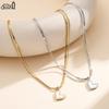 EFFIE QUEEN Stainless Steel 18k Gold Snake Chain Heart Pendant Necklace Romantic Jewelry for Women Wedding Party Banquet STMN08
