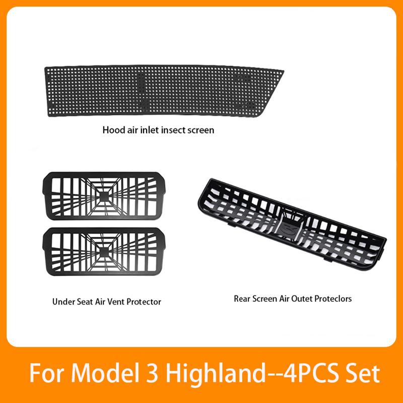 For Tesla Model 3 Highland 2024 Front Bumper Grill Mesh Air Inlet Vent Cover Grille Guards Protector Anti-insect Net Accessories