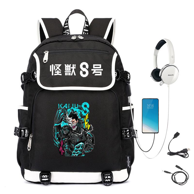 Monster No. 8 Peripheral Personalized Printed Backpack with USB Interface Cross-border Korean Edition Student Leisure School Bag