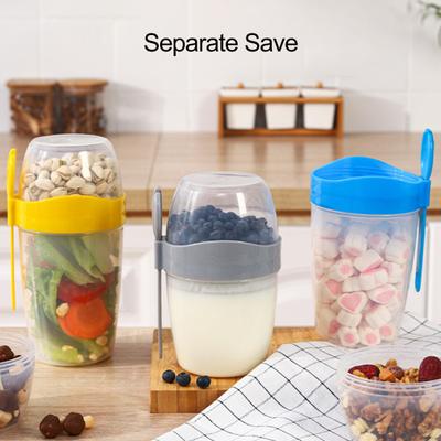 Portable Breakfast Oatmeal Cereal Nut Yogurt Salad Cup with Fork Spoon Double Layer Large Capacity Soy Milk Cup Household Supplies