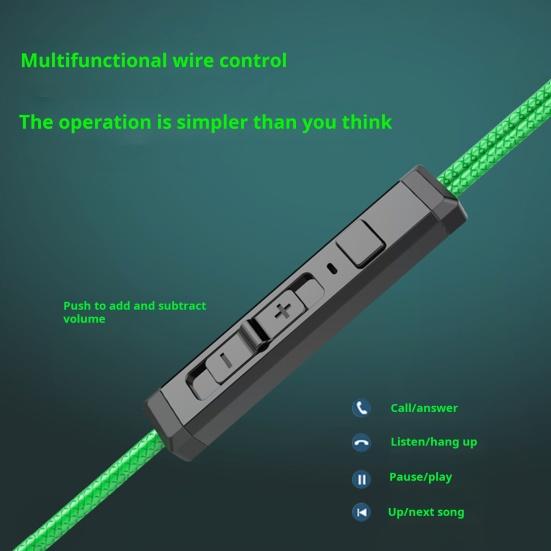 3.5MM Wired Earphones Earbuds with Mic In-ear Stereo Pure Bass Noise Reduction Metal