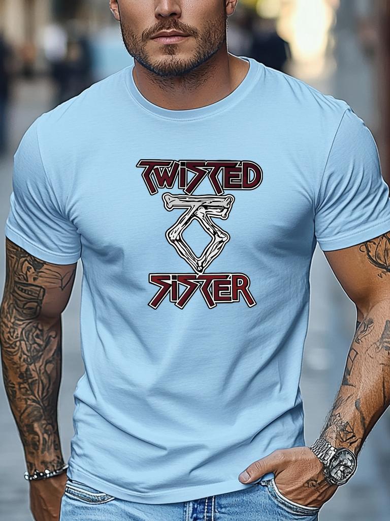 Mens tshirts100 Cotton Twisted Sister Graphic Summer Soft Round Neck Casual Breathable Tee Daily Wear Tops