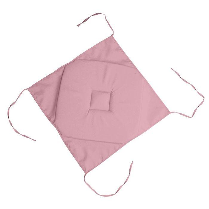 Coussin galette de chaise 4 rabats rose poudre 40x40cm