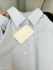 Women's 2025 Loose-Fit Long Sleeve Blue Cotton Striped Shirt
